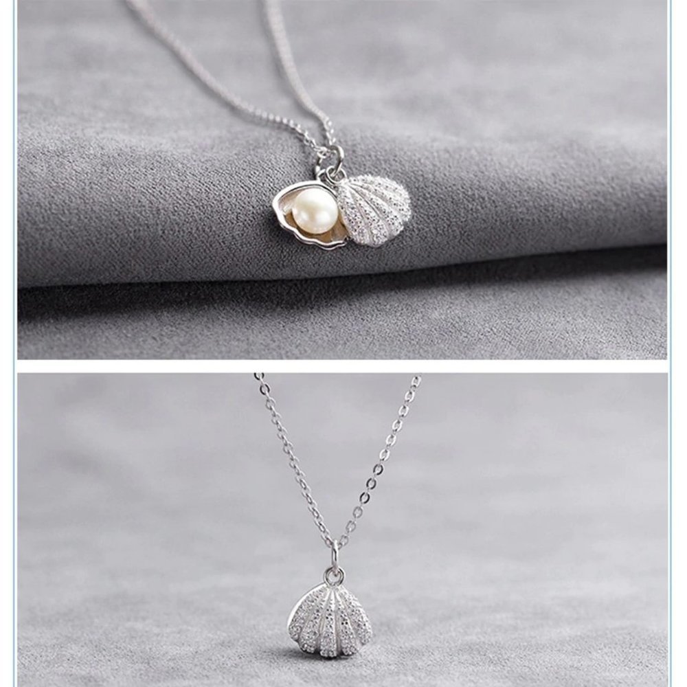 NEW 925 Sterling Silver Pearl Shell Necklace Y - Picture 4 of 8